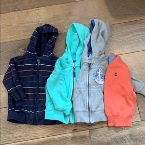 12 month zip hoodies and check sweater